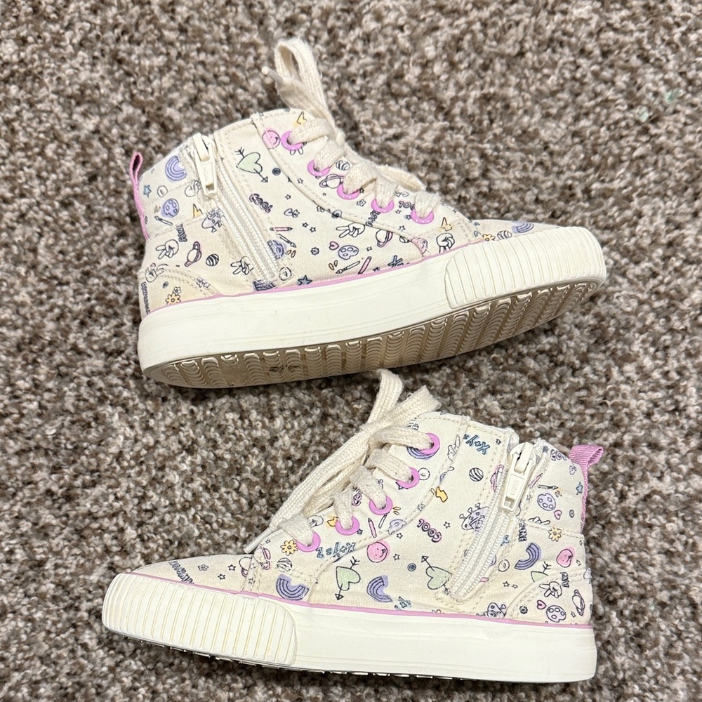 Cat & Jack Cream and Pink Kids' High-Top Sneakers - Picture 3 of 7